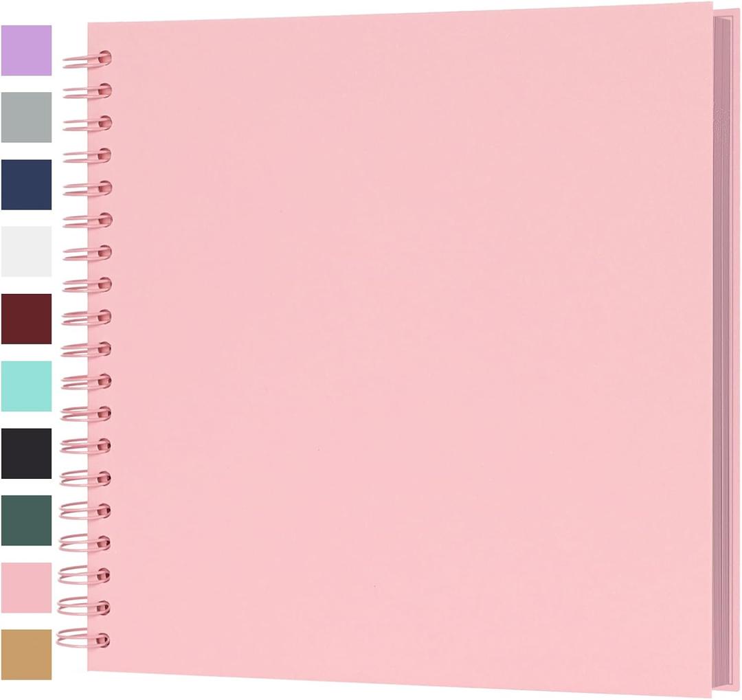 Scrapbook Album 10x10 Inches 40 Pages Hardcover Kraft Paper Photo Album Scrap Book Memory Book Blank DIY Scrapbook Albums for Boyfriend Wedding Baby Travel Anniversary Family, Pink