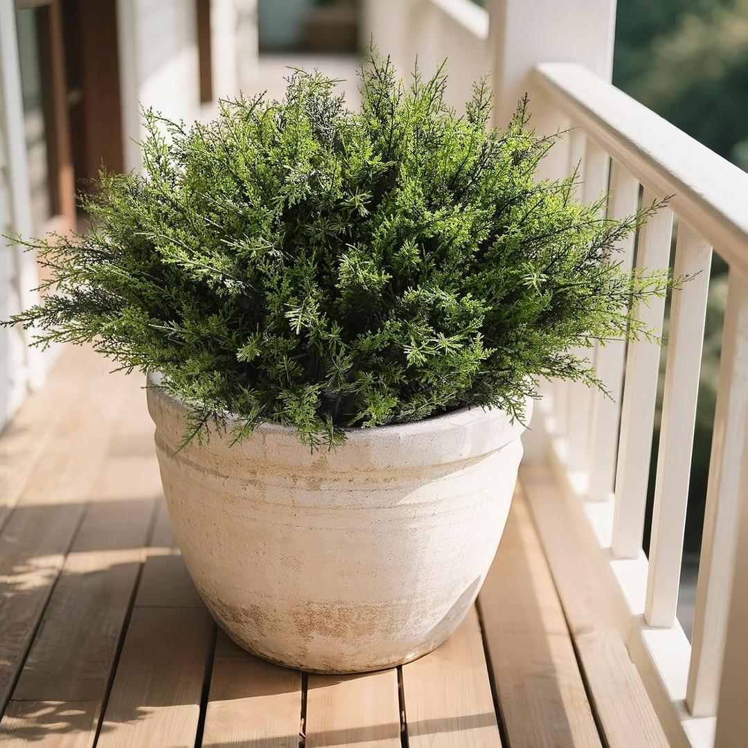 Waipfaru 24 Bundles Artificial Plants Outdoor, UV Resistant Artificial Plants, Fake Plants for Outdoor Christmas Porch Decor Lifelike Fake Bushes Greenery for Home Farmhouse Yard Decorations,  Green, 24 Bundles