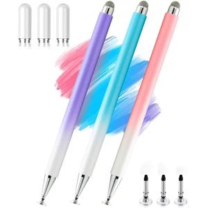 2-in-1 Stylus Pen for Samsung Galaxy Tab A11/A11+/A9/A9+/7 Lite/A7/A8/A8 Plus Stylus for iPad/iPhone/Fire/Lenovo/Pixel Tables All Android,&iOS Touch Devices (Pink+Purple+Blue)