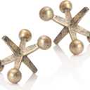 Retro Jack Knick Knacks Vintage Gold Accent Decor Set of 2 Small Antique Decorative Objects for Home Bedroom Office Shelf Desk Table Bookshelf Eclectic Home Decor