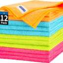 HOMERHYME Microfiber Cleaning Cloth, 12 Pack Cleaning Rags, 12" x 12" Microfiber Towel, Lint Free Non-Abrasive Dusting Cloth, Microfiber Towels for Cars Kitchen Garage House Office (Multicolor)