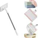 Mini Mop, No-Touch Lazy Mop6.3*3.3*40in,5 Reusable ClothsTouch-Free Cloth Attachment, Disposable Dust Mop for Home Walls, Bathroom, Windows