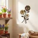 Xuhal Metal Flower Wall Art, 15.75 Inch Vintage Daisy Wall Decor, Rustic Metal Floral Hanging Farmhouse Spring Leaf Sculpture for Living Room Bedroom Indoor Outdoor(Brown)