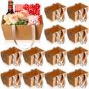 Glenmal 72 Pcs Baskets for Gifts Waterproof Empty Kraft Basket Bulk with Handles 9.8 x 6.5 x 4.3'' Gift Basket Empty to Fill for Wedding Party Christmas Valentines(Brown)