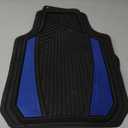 Custom Accessories 4-Piece Anodized Sport Floor Mats, All-Weather Car Floor Mats, Trim-to-Fit Mats for Cars, Trucks, SUVs, All-Season Automotive Floor Mats - Black/Blue