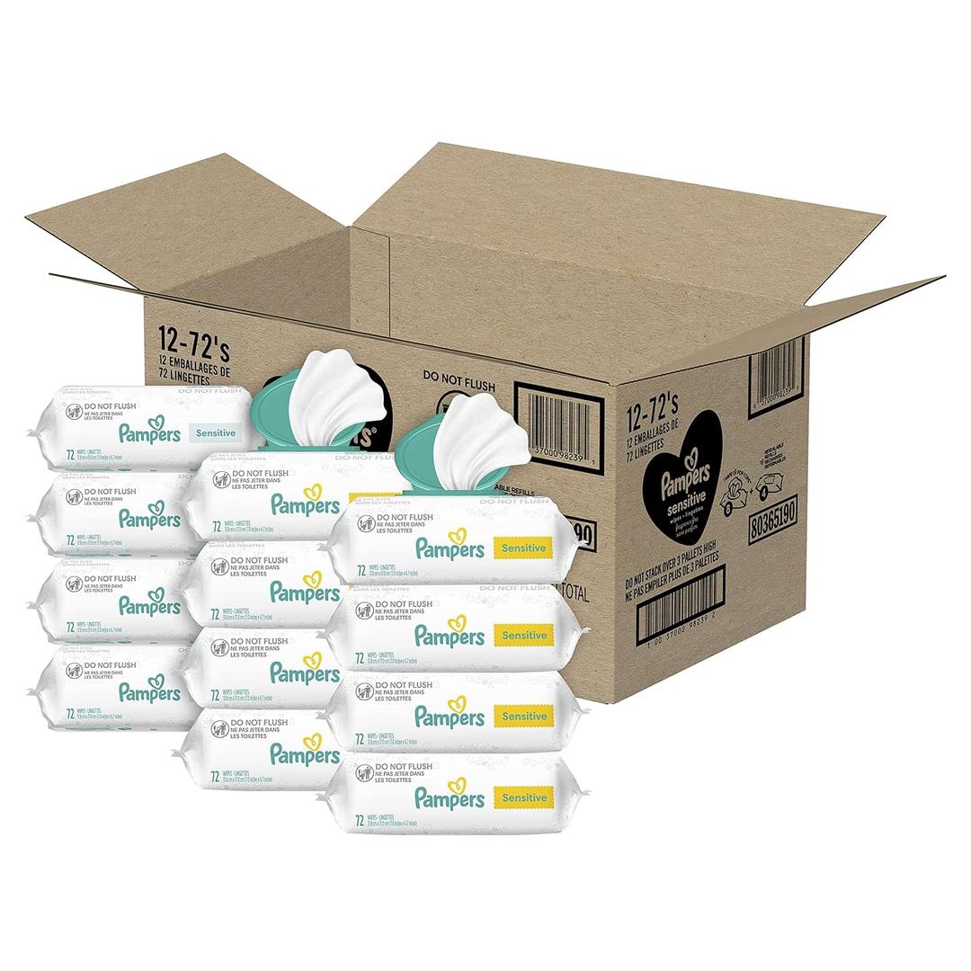pampers sensitive baby wipes 864 ct OLD (72 Count (Pack of 12))