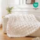 BENVWE Faux Fur Throw Blanket for Couch Bed - Fluffy Soft Thick Bubble Blanket for Living Room Home Decor - Mothers Day Birthday Gifts for Women, Cream White, 63" x 80"