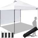 Eurmax USA NOMATTER ONE-Person Open&Close 10x10ft Pop Up Canopy Tent,Portable Shelter Canopy for Outdoor Events with 1 Removable Sidewall,Instant Canopies,Temporary Sunshade,Bonus 4 Sand Bags(White)