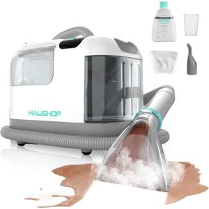 HAUSHOF Steam Portable Carpet and Upholstery Cleaner Machine, Instant Heating Portable Carpet Cleaner with Steam&HotWater&Cold Water System, Steam Cleaner for Carpets, Cars, Furniture, Couch