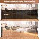 276" Retractable Baby Gate Extra Wide, 52" Tall Retractable Dog Gate for Stairs, Doorways, Decks, Mesh Gate Long Child Gate Pet Gate for Indoor, Outdoor, with Reinforced Mesh Rods, Dual Locks (Black)