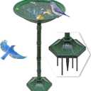 Bird Bath for Outside with Pedestal, Vintage Freestanding Garden Metal Birdbaths & Birdfeeder, Birdbaths Bowl Bird Baths for Outdoors Yard Garden Lawn Decor, Upgrade Dual-use Base (Dark Green)