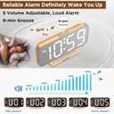 Peakeep Slim Digital Mirror Aesthetic Alarm Clock for Bedrooms Desk Decor - Plug in Electric Big LED Modern Small Clock for Office Living Room, Battery Backup, 6 Dimmers (Gold)