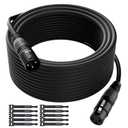XLR Cable Microphone Cable 50 Feet,Elecan Heavy Duty Balanced XLR Speaker Cable (From 25-200FT) 3-Pin Shielded Male to Female Mic Cord,DMX Stage Lighting Patch Cable for Speaker Systems Mixer+10 Ties (50FT)