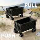 SUNNYFEEL 550LBS Collapsible Wagon Cart - Heavy Duty Push Pull Foldable Wagon with Dual Handles and Big Wheel,Utility Cart with Rear Tailgate for Camping, Fishing, Gardening, Shopping, Black