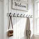 SKOLOO 43-Inch Wood Coat Rack Wall Mount with 8 Triple Hooks - Ideal for Family Entrances, Classrooms, and Pet Supplies Storage - Perfect Coat Hooks for Wall,Distressed White Wash