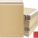 zmybcpack 100 Pack 9X12 inch Self Seal Photo Document Mailers Stay Flat Kraft Cardboard Envelopes Photography Rigid Mailers for CD, Photos, Document (Kraft Brown)