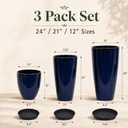 Neoaider Set of 3 Tall Planter, 24/21/12in Large Plastic Planter, Blue