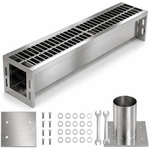 304 Stainless Steel Channel Drain Kit, 39.4 Inch Trench Drain System