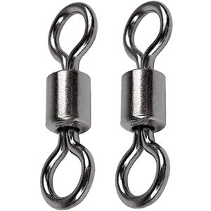 QISHUO Stainless Steel Swivels Fishing Lure Barrel Saltwater Swivel Fishing Strength Quick Change Fishing Swivels Rolling Black Nickel (Size10 (32lb) 100 pcs)