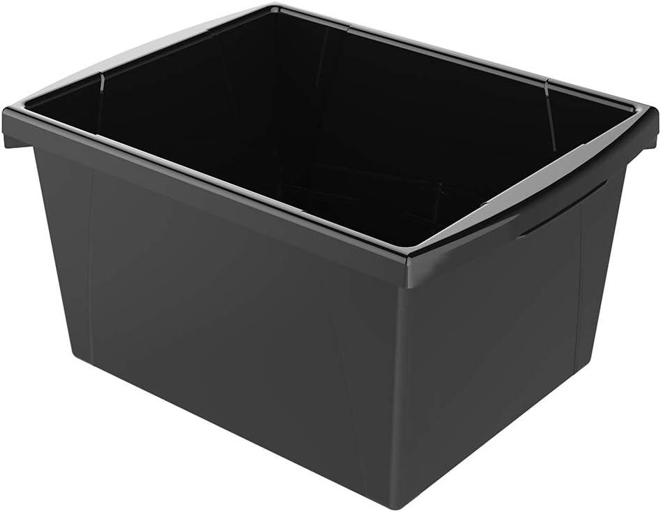 Storex 4 Gallon Storage Bin  Plastic Classroom Organizer for Books and Supplies, Black, 1-Pack (61466A06C)