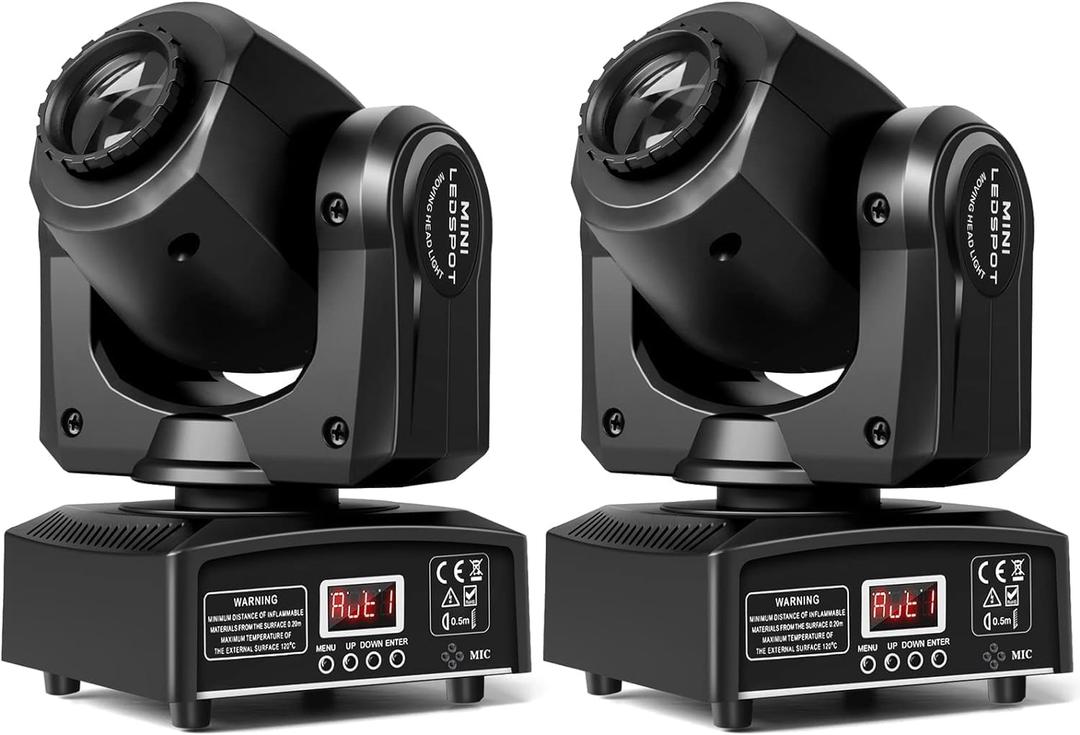 U`King Stage Lights Moving Head Lights 8 Gobos 8 Colors 11 Channels 25W Spotlights DMX 512 with Sound Activated for Wedding DJ Party Stage Lighting 2PCS (Brown)