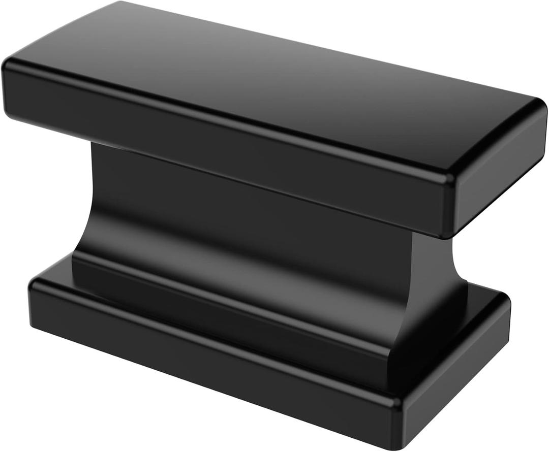 Alzassbg 10 Pack Matt Black Cabinet Knobs, 1.46 Inch(37mm) Rectangle Kitchen Hardware Knobs for Cabinets and Drawers AL6061MB