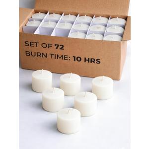 CANDWAX Ivory Votive Candles Pack of 72 - Unscented Smokeless Long Lasting Small Candle Set - Ideal for Home Decor, Spa, Special Occasions, Dinners and Parties - Votive Ivory Candles Bulk