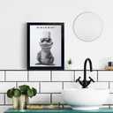2 x Framed Bathroom Wall Simple Decoration Fun Crocodile Wearing Toilet Paper Hat Black And White Frame Home Decoration Animal Canvas Printing Canvas Art