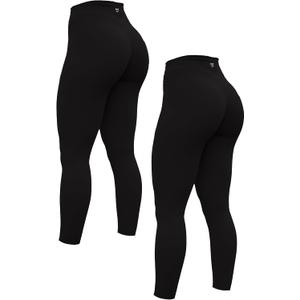 Women's Yoga Pants 7/8 High Waisted Workout Yoga Leggings for Women Butt Lifting Tummy Control Booty Tights (Black), M