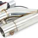 Exhaust Pipe Tip Two-valve Electric Switch Control SS304 Stainless Steel Y-tube Adjustable Tail Pipe Separator For Automobile Exhaust Pipes. Universal 2.5" Inches. Car Exhaust End Pipes