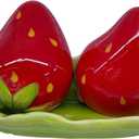 Ceramic Fruit Salt and Pepper Shakers, Set of 2 | Spice Dispenser Storage Canisters-Mini Strawberry