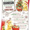 BENNLOOS Funny Grandson Christmas Cards, Merry Christmas Card Gifts Card for Grandson, Happy Holiday Cards from Grandma Grandpa