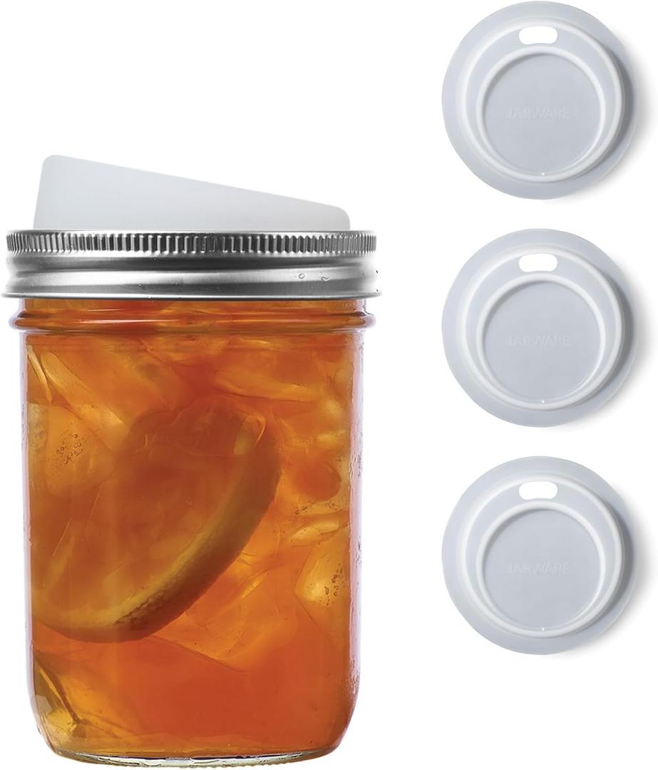 Jarware Translucent 82673 Wide Mouth Drink Lid, Set of 4 (Without Straws)