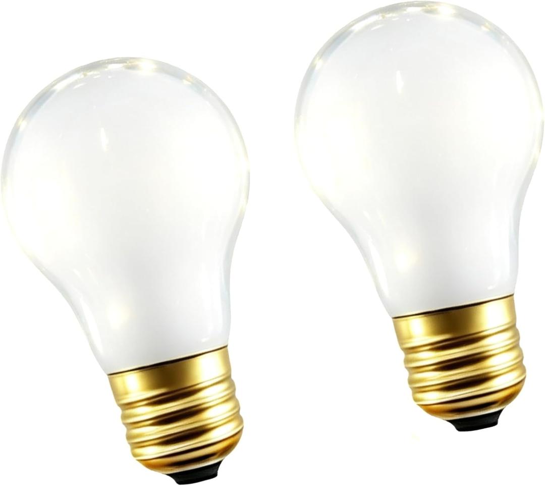 60 Watt Incandescent Light Bulbs, E26 A19 Stepless Dimming Light Bulbs 400lm, 3000K Soft Warm White, Vintage Frosted Incandescent Filament Bulb for Home (2 Pack)