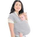 KeaBabies Baby Wrap Carrier - All in 1 Original Baby Carrier Newborn to Toddler Sling, Easy to Wear, Hands Free Bonding, Lightweight, Breathable Infant Wraps (Ash Gray) (One Size (Pack of 1))