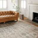 Loloi Hathaway Collection HTH-04 Beige/Multi 5'-0" x 7'-6", .25" Thick Area Rug, Soft, Durable, Printed, Modern, Low Pile, Non-Shedding, Easy Clean, Living Room Rug