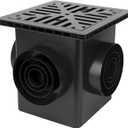 Uni-Green Catch Basin Kit 12X12 inch with Debris Basket and Grating | Square Storm Drain,Catch Basin for Drainage with 4 Outlet,Fit for 4 Size(2, 3, 4 and 6) inch Pipe,for Lawns, Landscaped Areas