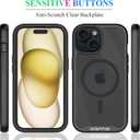 wahhle Compatible with iPhone 15 Plus Case, Magnetic Wireless Charging Built in Screen Protector Full Body Shockproof Slim Fit Bumper Protective Phone Cover 6.7'' Men Women-Black/Clear