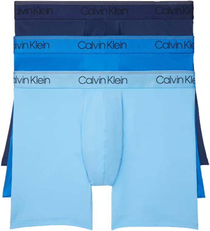Calvin Klein Men's Micro Stretch 3-pack Boxer Brief (Medium, New Navy, Artesian Blue, Blue Paradise)