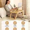 Bamboo Lap Desk, Adjustable Bed Desk with 4 Angle Options & Folding Design Lap Desks for Adults, Ideal for Bed, Writing, Office Work, Drawing, Sofa & Travel, 11.8"D x 22.8"W x 9"H