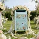 Vintage Wedding Mailbox with Lockable Door Decorative Blue Standing Post Box Large Metal Home Decor Mail Boxes for Wedding Cards Baby Birthday Shower Graduation Party Reception Gift (Blue)