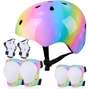 FIODAY Kids Knee Pads for Kids Unicorn Knee and Elbow Pads Wrist Guards Adjustable Protective Gear Set for Girls Boys Sports Skateboard Inline Skating Scooter