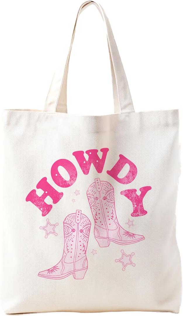 Cowgirl Western Tote Bag For Women, Cute Tote Bags, Cowgirl Accessories for Women, Western Gift (Bootspink)