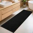 Bathroom Runner Rugs, Thin Absorbent Non-Slip Bath Mat, Quick Dry Low Pile Mats for Bathroom Floor Front of Bathtub,Shower Room,Sink,24"72",Black