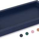 Small Silicone Bathroom Vanity Tray Rectangle Soap and Sponge Holder Kitchen Sink Organizer for Scrubber, Lotion Bottles, Perfume, Jewelry, Candle, Key Trinket Ring, Dark Blue (7.9" x 4.0")