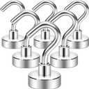 Neosmuk Magnetic Hooks, Cruise Ship Essentials, 30lb+ Heavy Duty Magnetic Hooks for Cruise Cabins, Refrigerator, Grill, Hanging, and Travel | Extra Strong Must-Haves Magnet Hook (Silver)