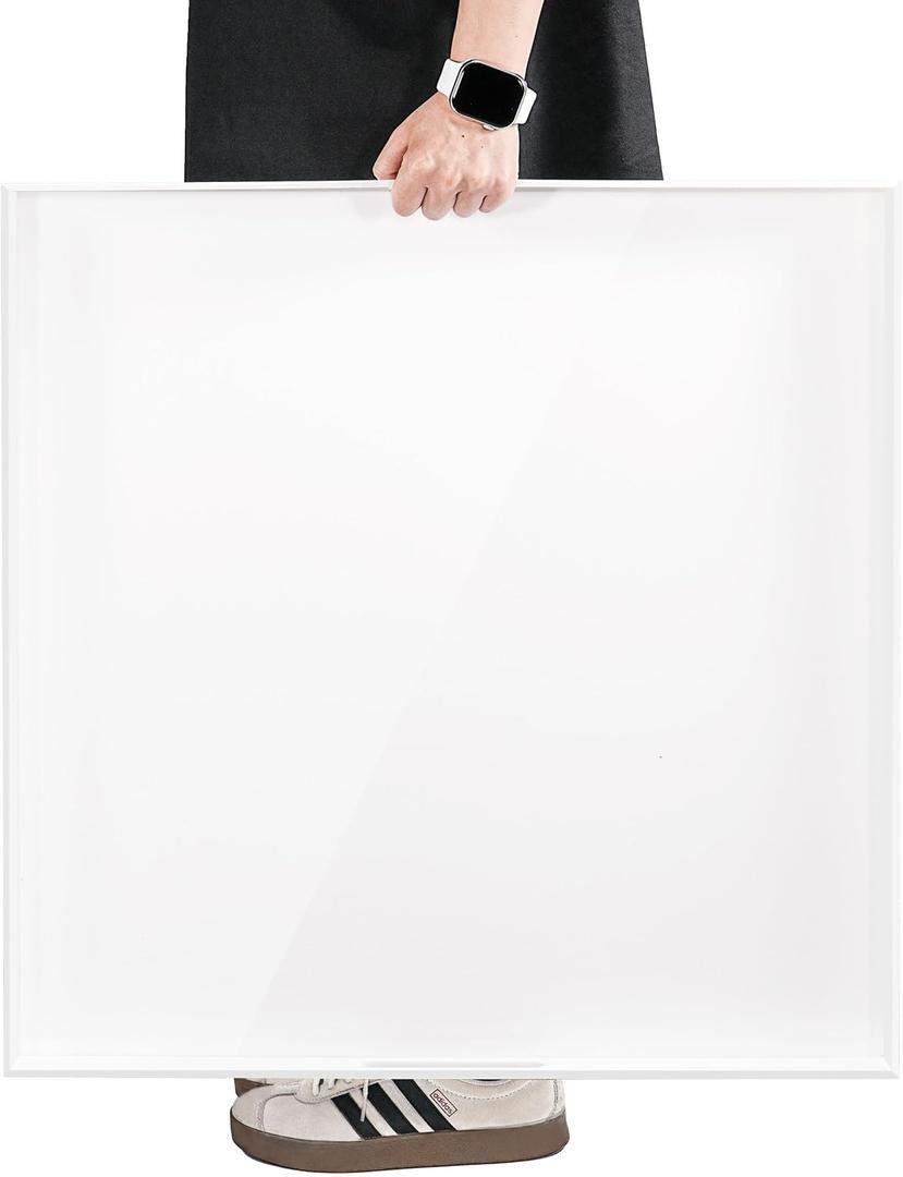 Extra Large Glossy White Acrylic Serving Tray with Handles-King Size Spill Proof-for Ottoman,Coffee Table, Breakfast, Tea, Food, Butler -Safe Edge Organizer-24x24x2H Inch (24" x 24" x 2")