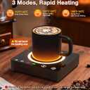 Mug Warmer, Cordless 180 Min Battery Life, 10000mAh Portable Charger, Wireless Coffee Cup Warmer for Desk, 3 Temp Settings, Smart Candle Heat Plate for Home, Office, Travel, Camping & Gifts for Men