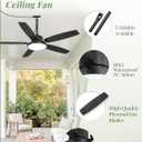 Fanbulous 52'' Outdoor Ceiling Fans with Light and Remote,IP65 Wet Rated Waterproof Ceiling Fan with 6-Speed DC Motor, Farmhouse Gazebo Fan for Porch Patios Pavilion(Black)