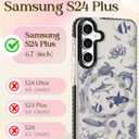 Lotadilo for Samsung Galaxy S24 Plus Case for Women - Girls Cute Design Compatible with Magsafe Magnetic Ring Holder Stand Line Flower Phone Covers Aesthetic Girly TPU Funda for S24 Plus